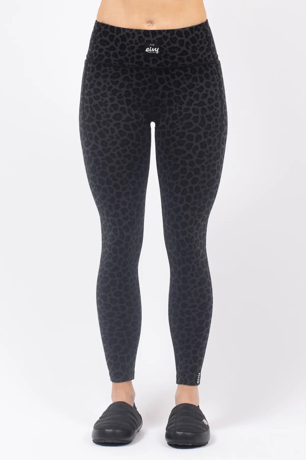 Pocket Merino Wool Tights - Black Leopard