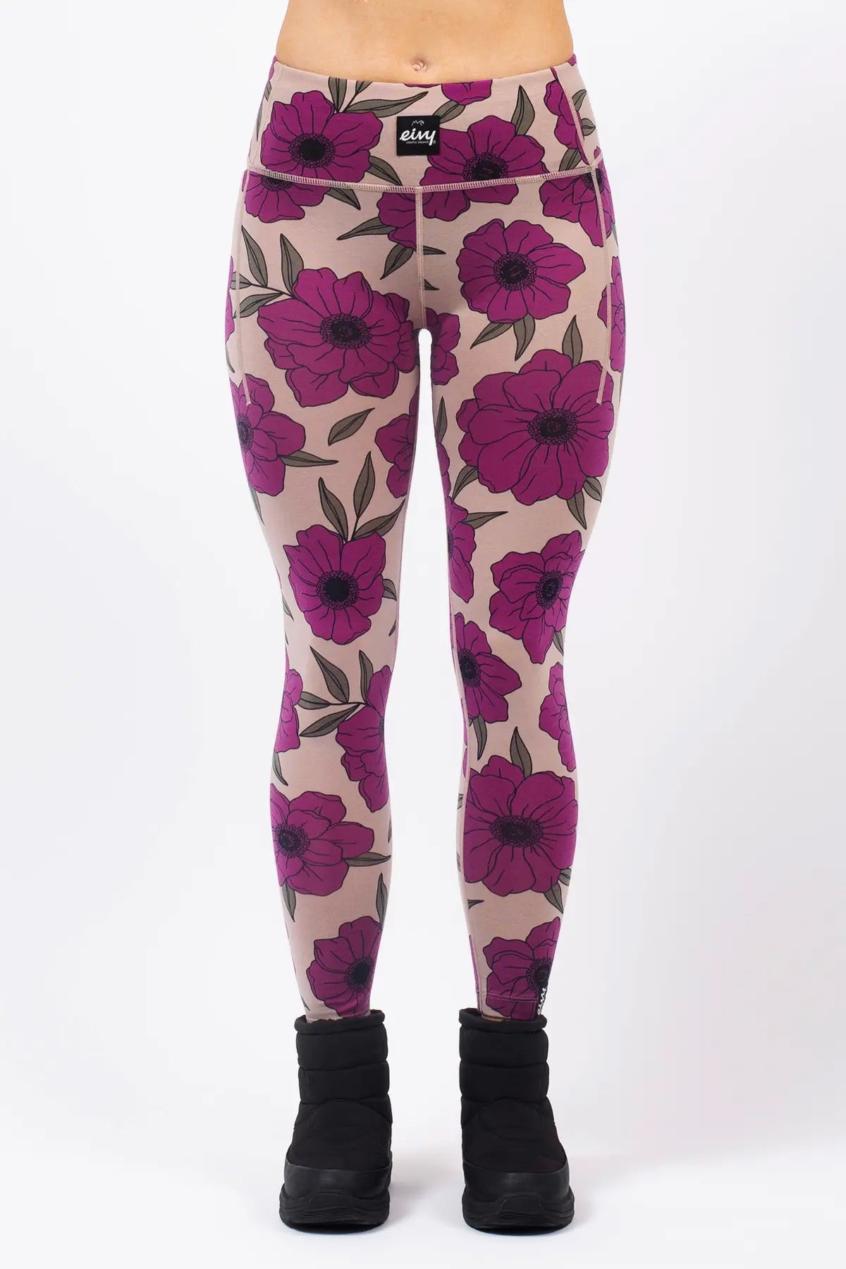 Pocket Merino Wool Tights - Earth Flowers