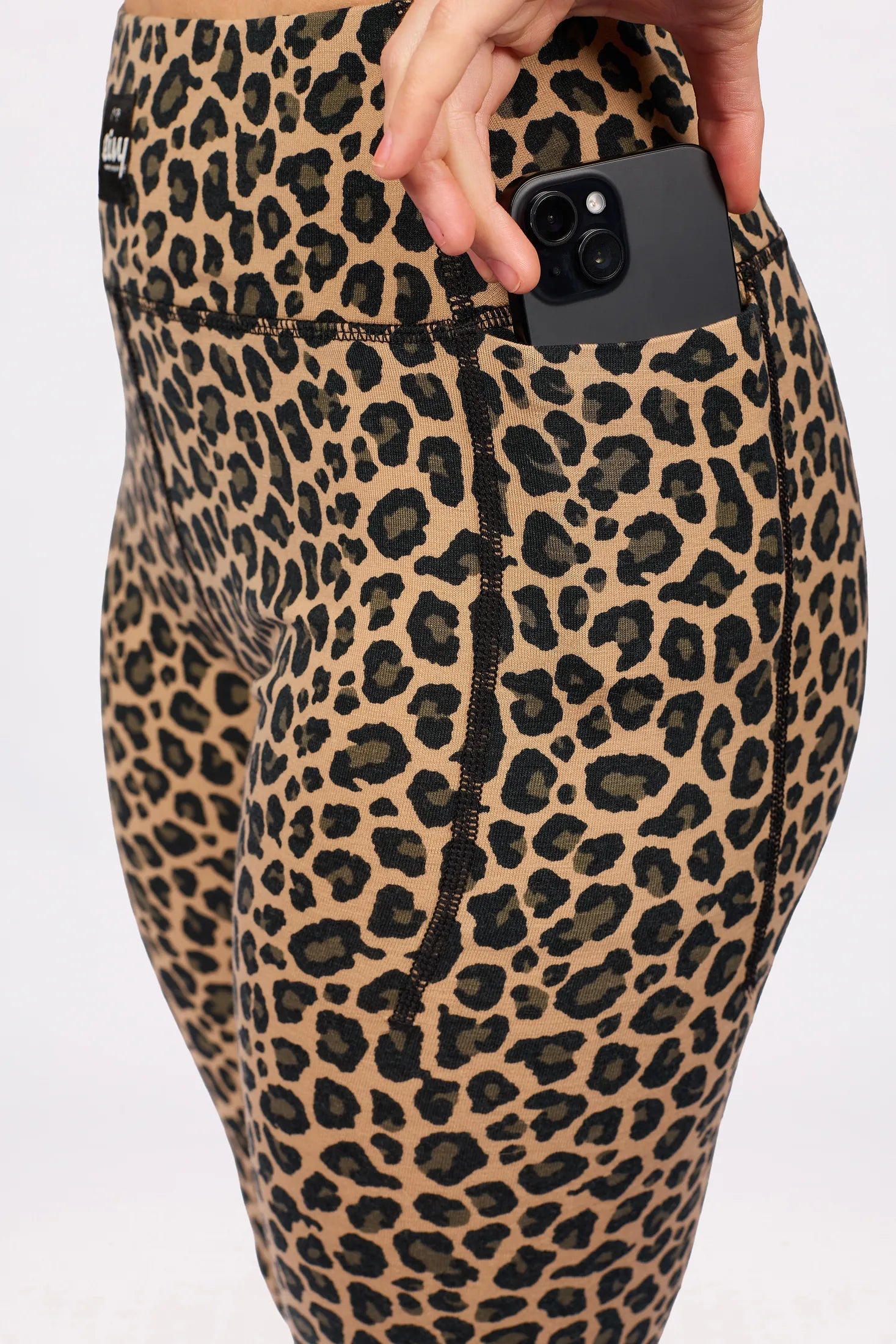 Pocket Merino Wool Tights - Leopard