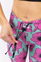 Pocket Tights - Turquoise Flower