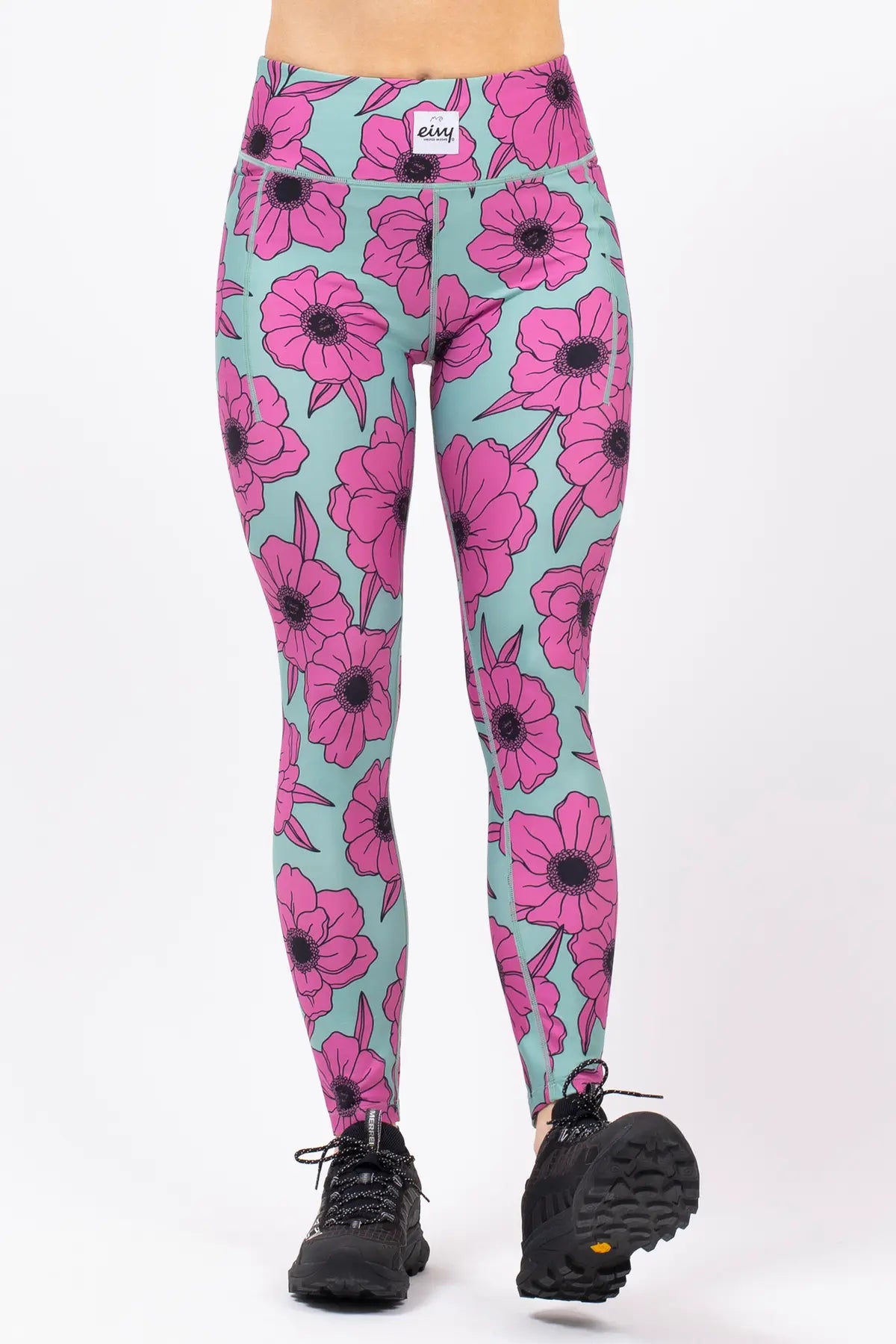 Pocket Tights - Turquoise Flower