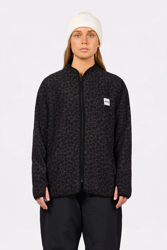 Redwood Sherpa Jacket Black Leopard – women's teddy jacket, sherpa fleece