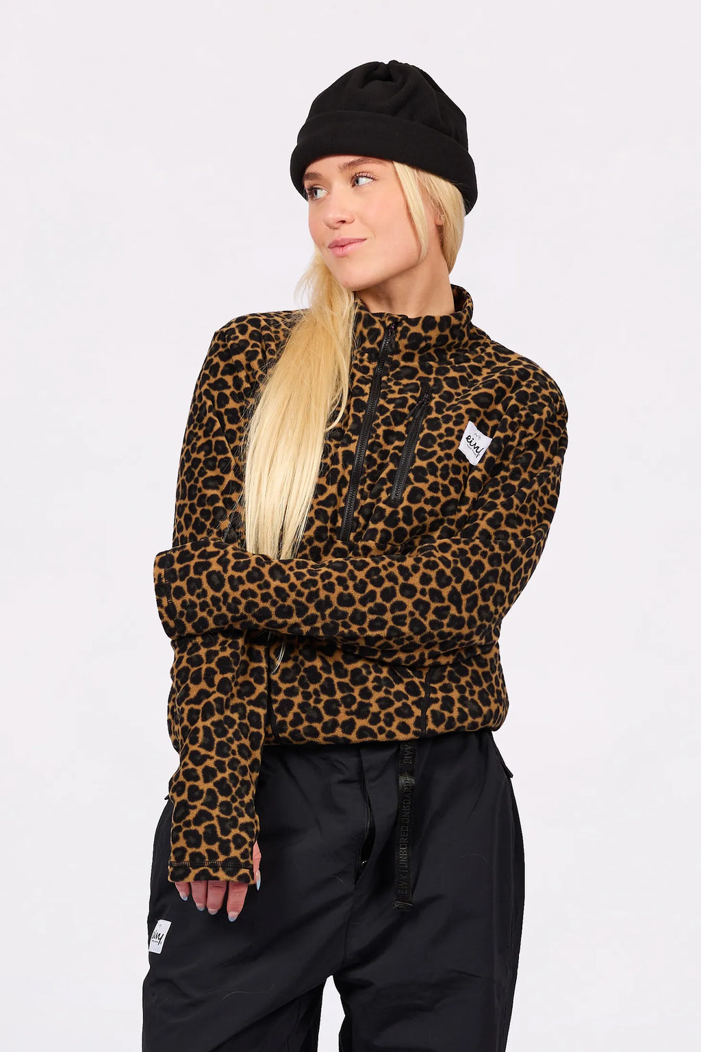 Techlight Halfzip Fleece Leopard – women's half zip fleece with collar, image 8
