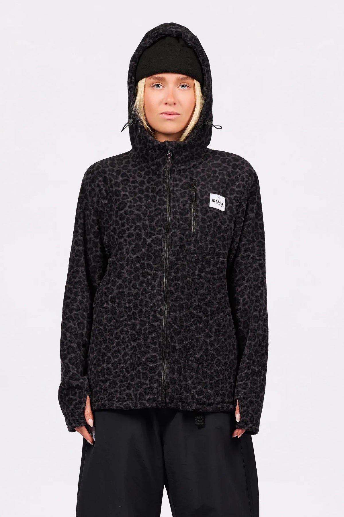 Techlight Ziphood Fleece - Black Leopard