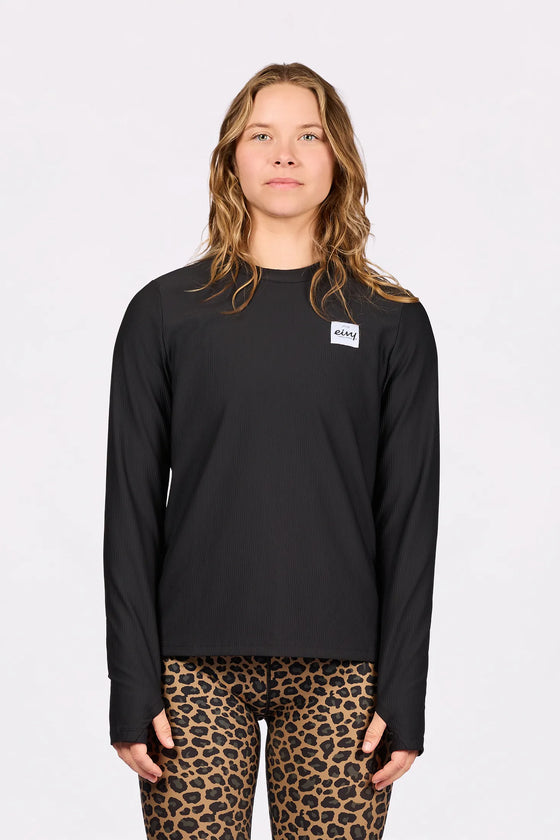 Versa Loose Fit Rib Top - Black
