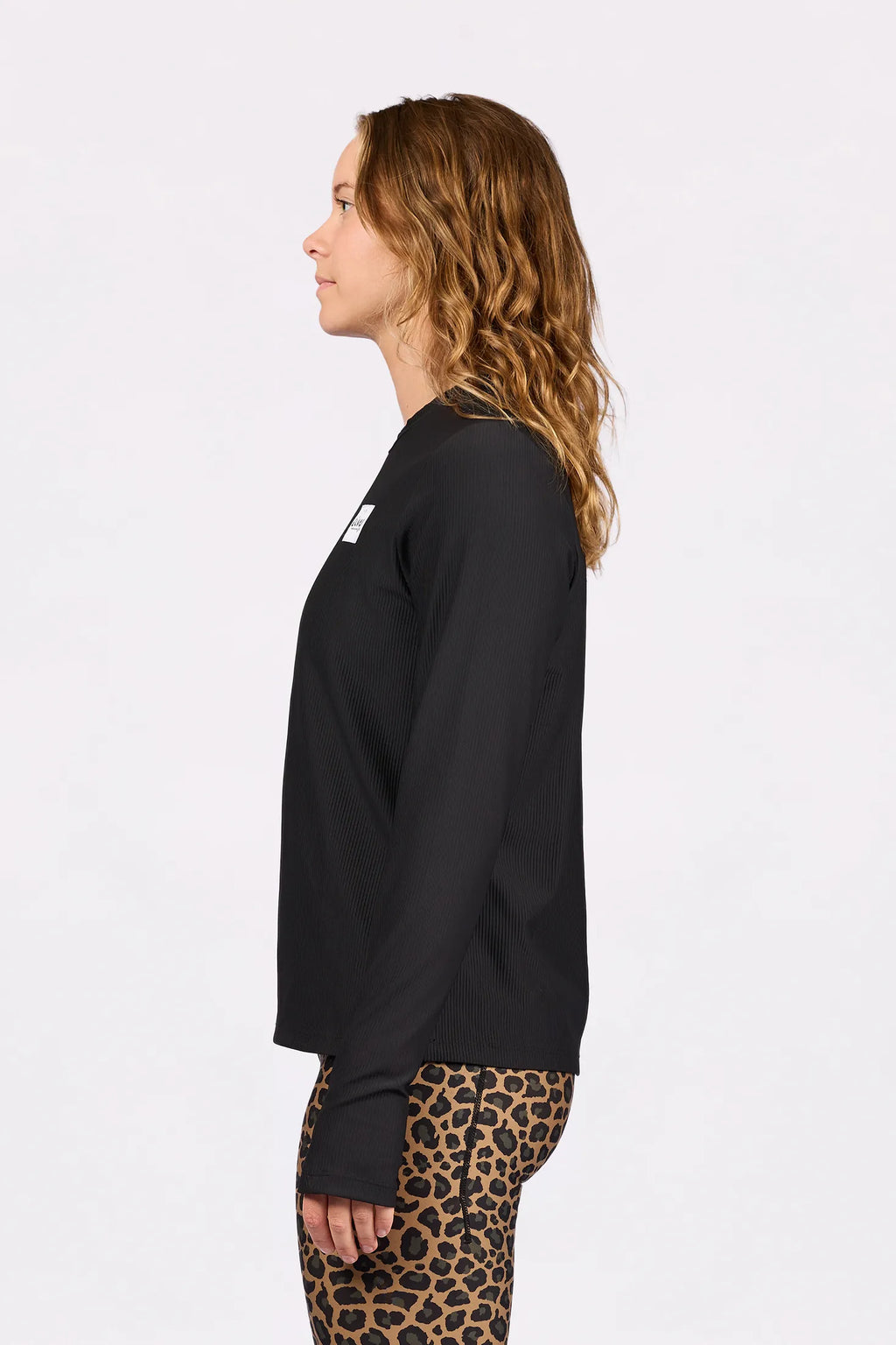 Versa Loose Fit Rib Top - Black
