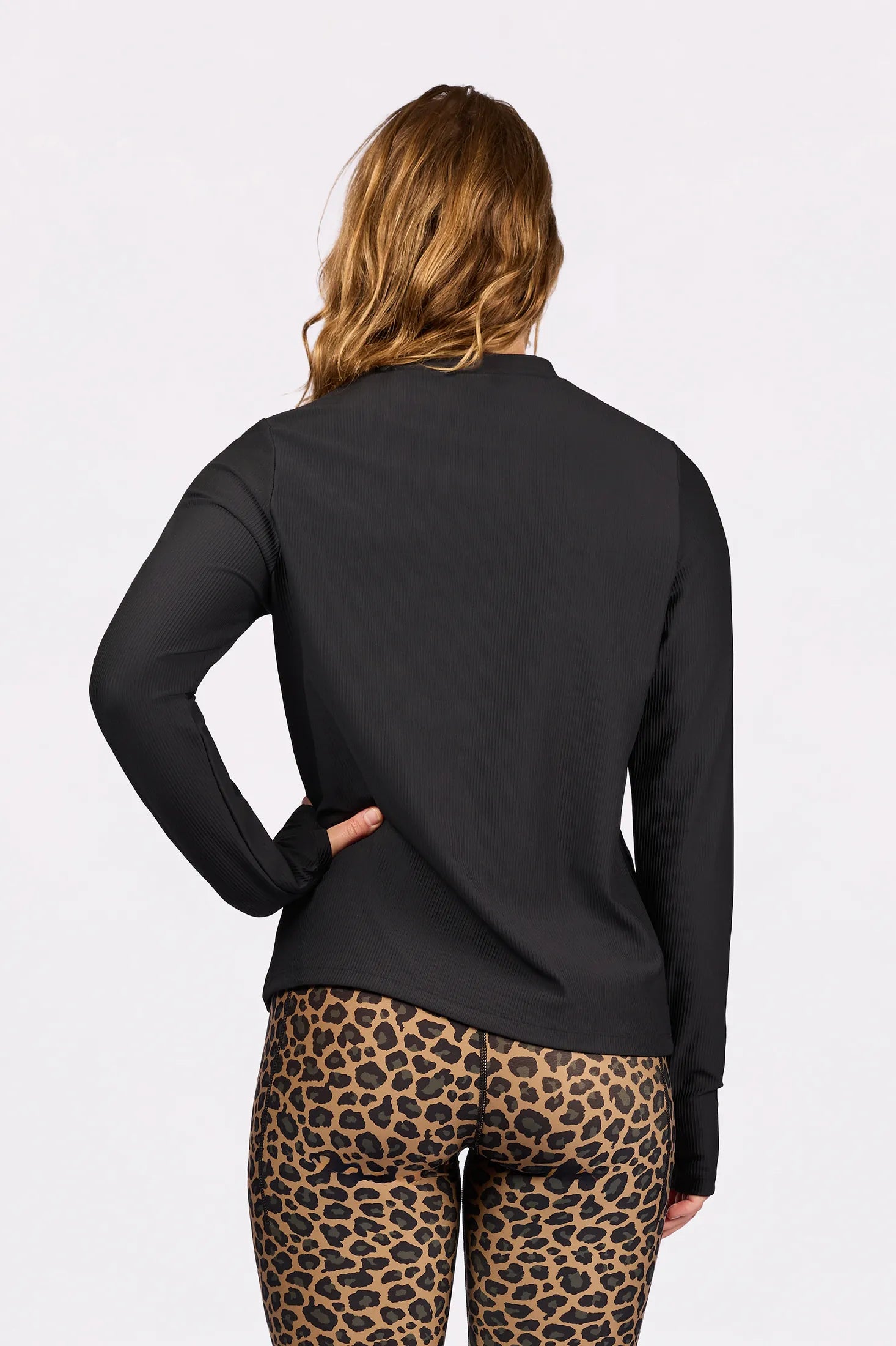 Versa Loose Fit Rib Top - Black