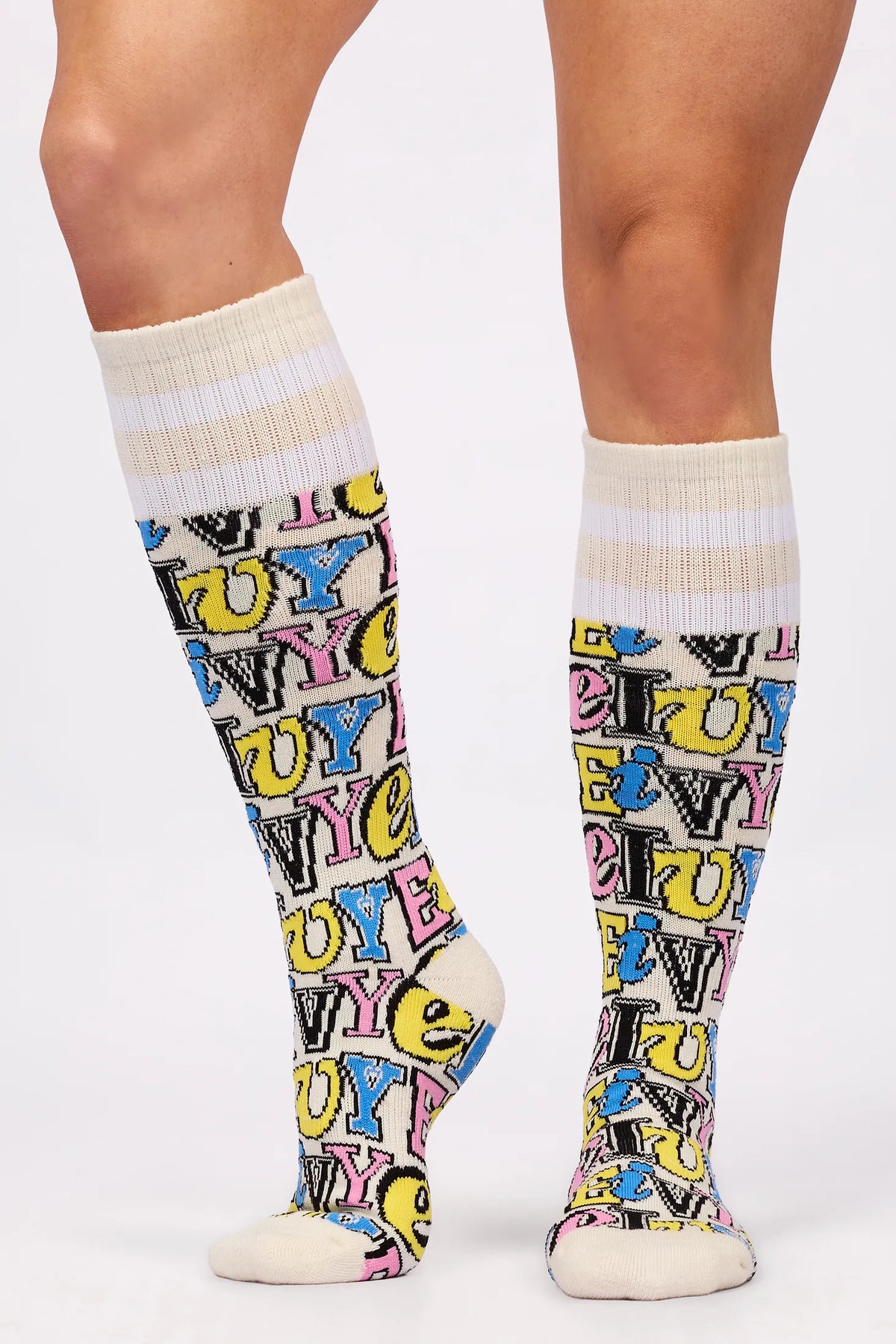 Cheerleader Wool Socks - Typo Multi