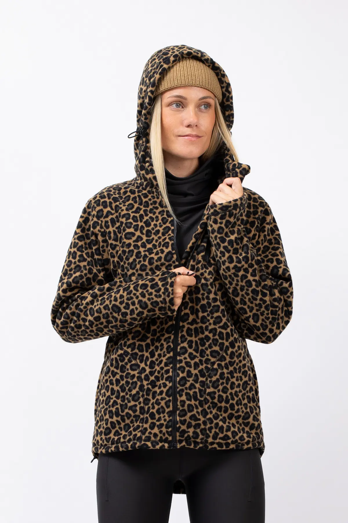 Leopard fleece hoodie sale