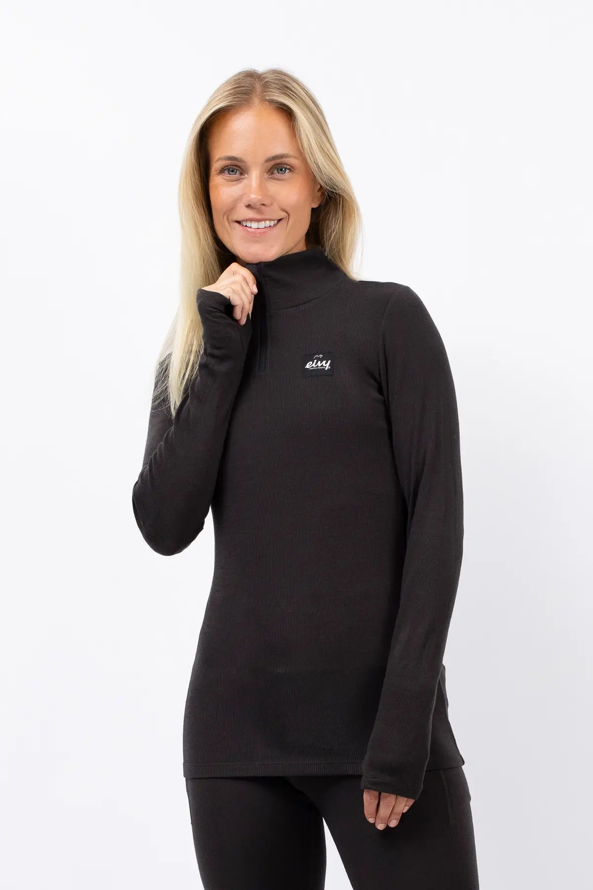 Journey Merino Wool Rib Top - Black