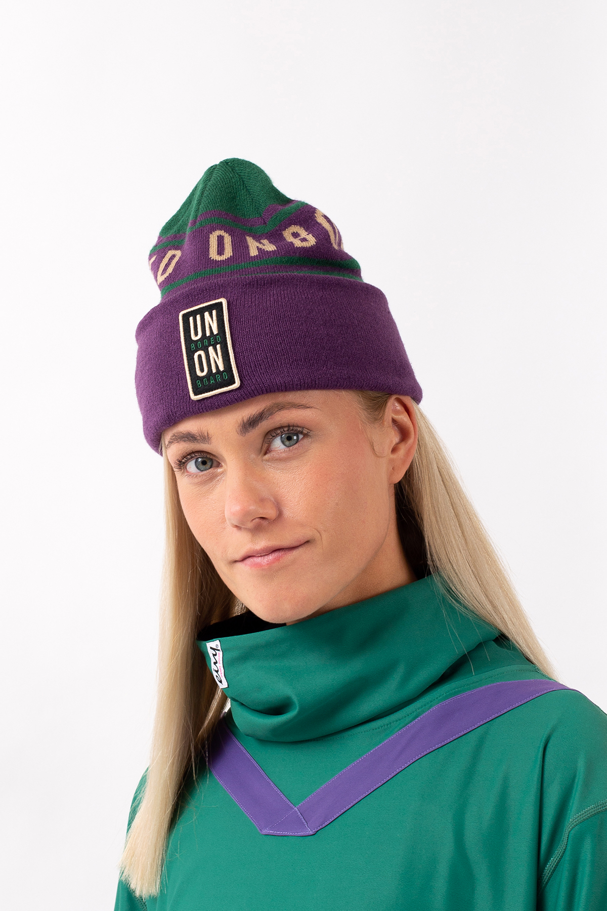 League Beanie - Green & Purple