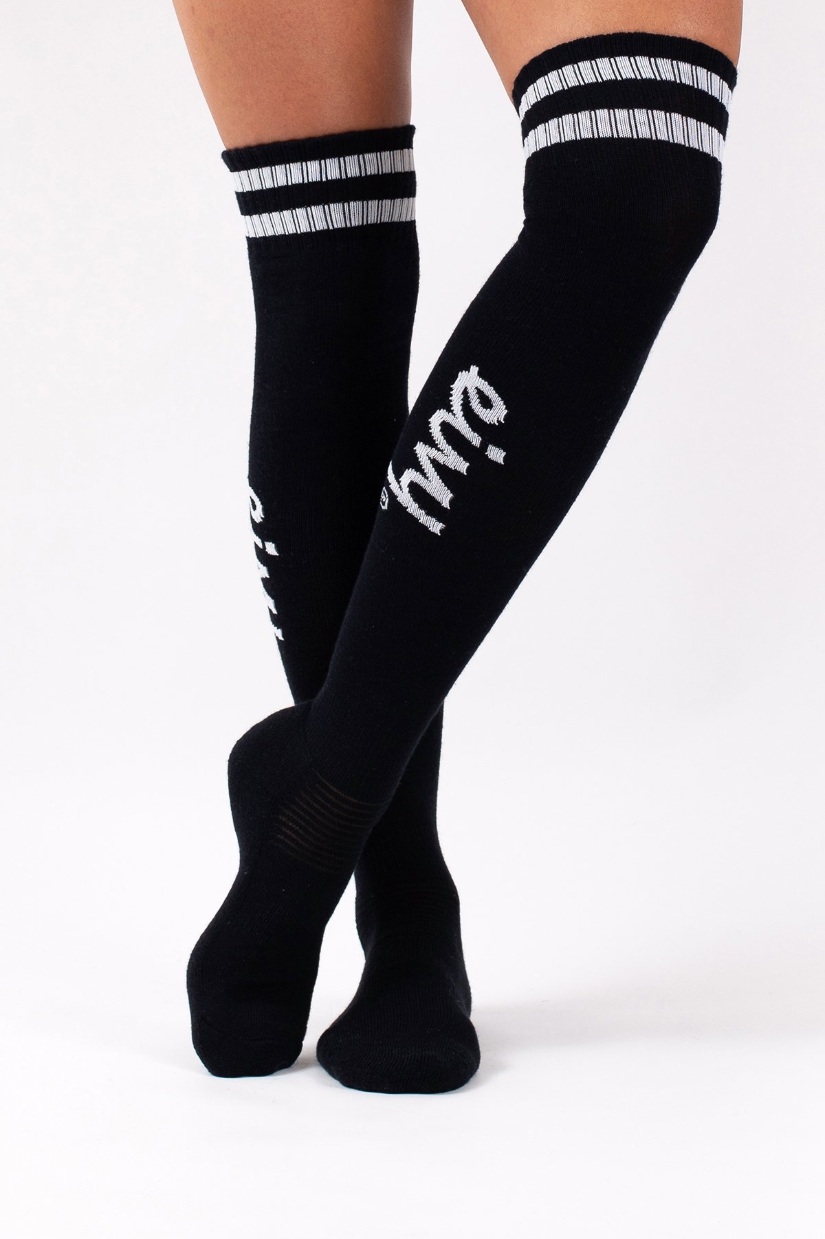 Cheerleader Over Knee Wool Socks - Black | 36-38