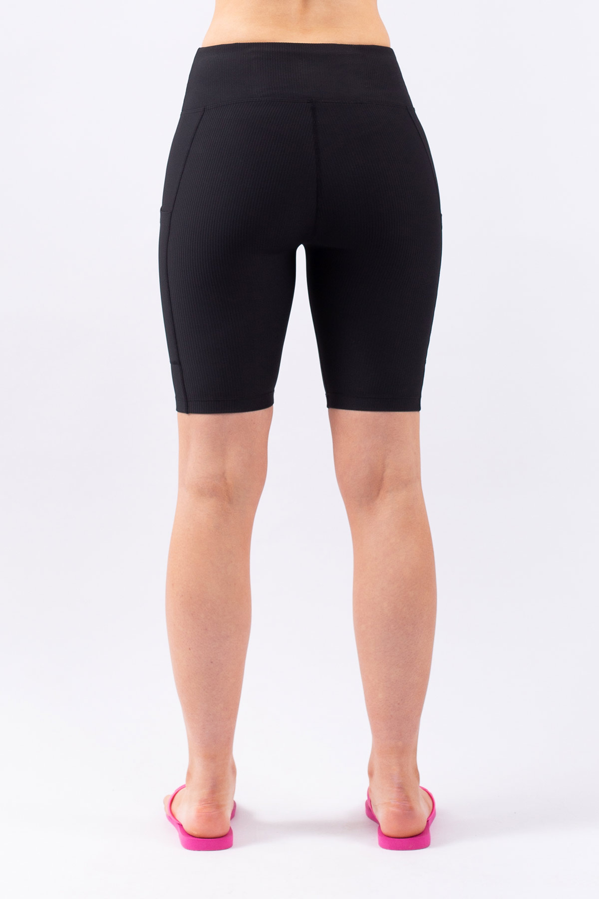 Ribbed Bike Shorts - Black - Ladies