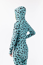 Icecold Zip Hood Top - Turquoise Cheetah | XXS