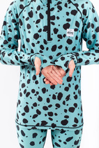 Icecold Zip Hood Top - Turquoise Cheetah | XL