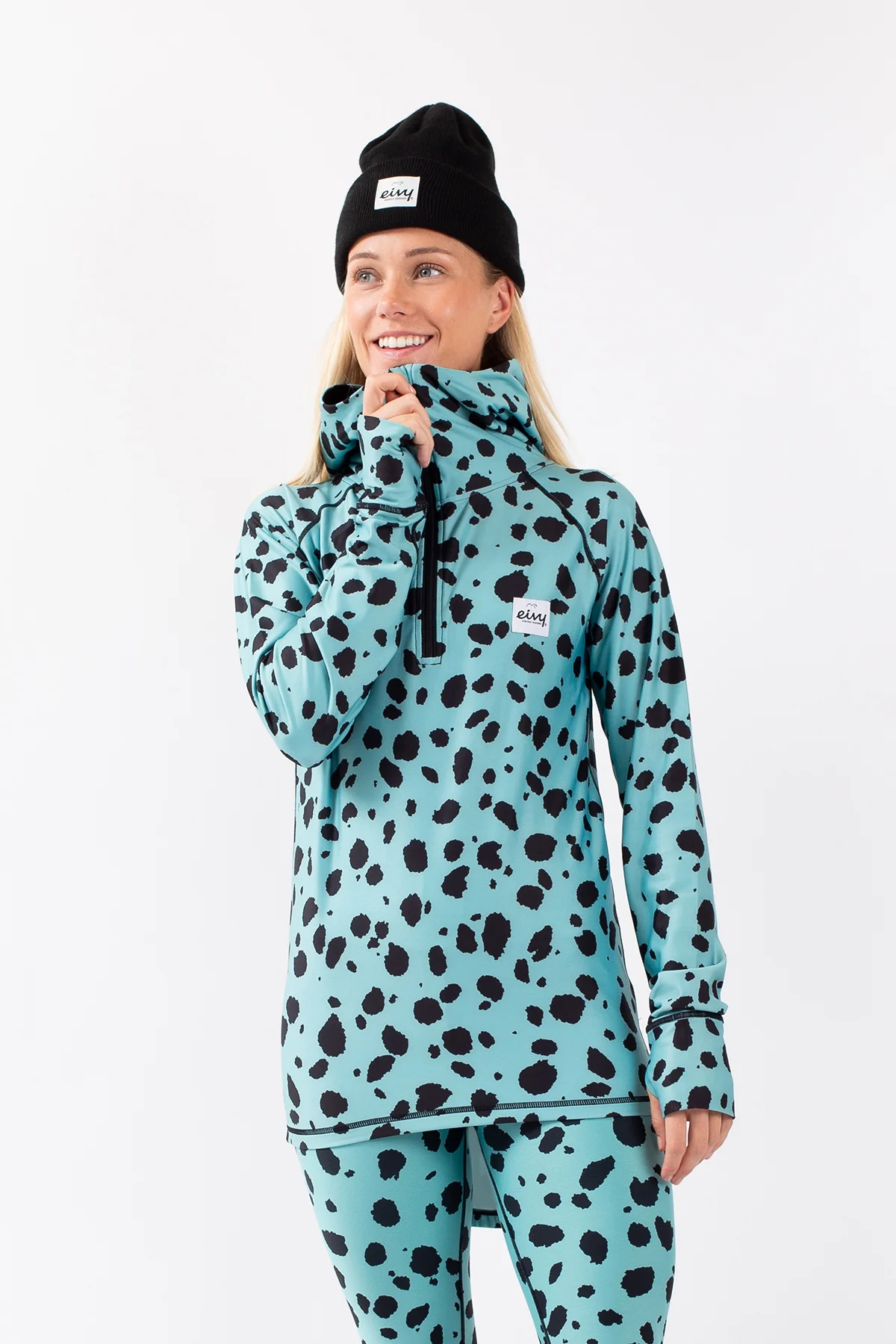 Icecold Zip Hood Top - Turquoise Cheetah | M