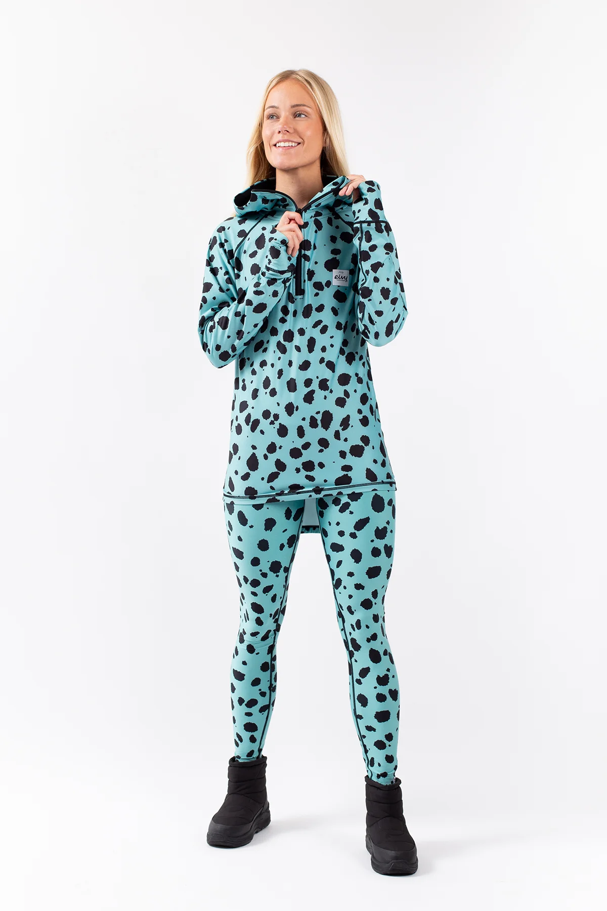 Icecold Zip Hood Top - Turquoise Cheetah | XS