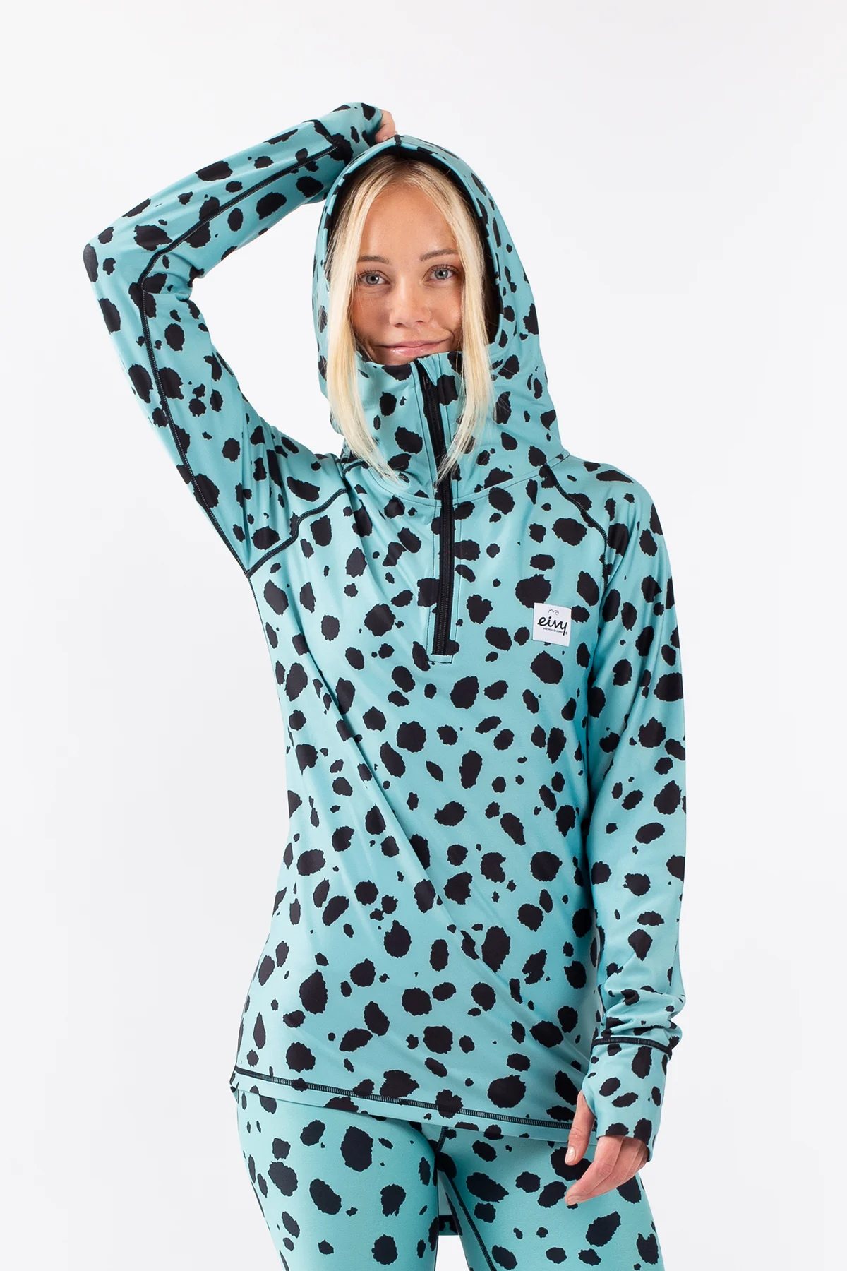 Icecold Zip Hood Top - Turquoise Cheetah | S