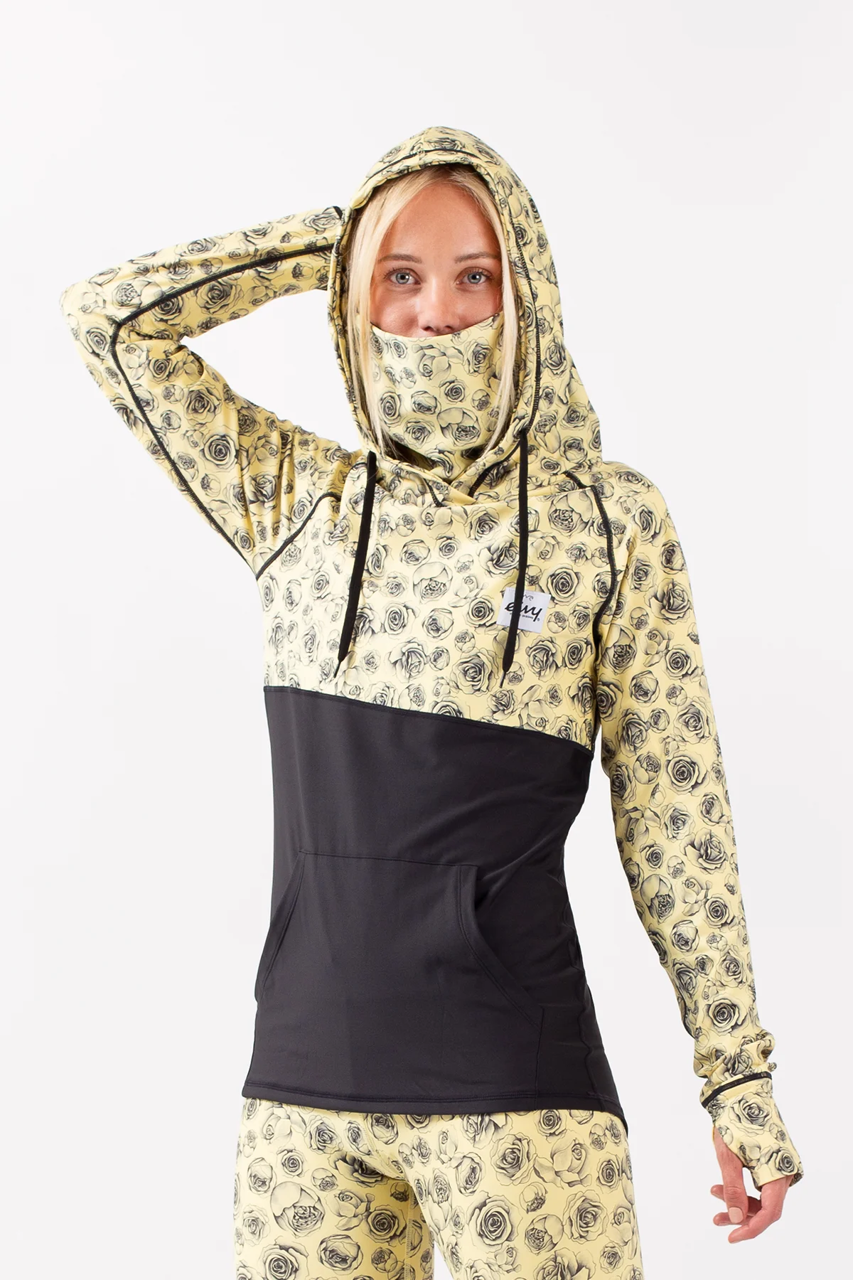 Icecold Hoodie Top - Yellow Charcoal Rose | XXS