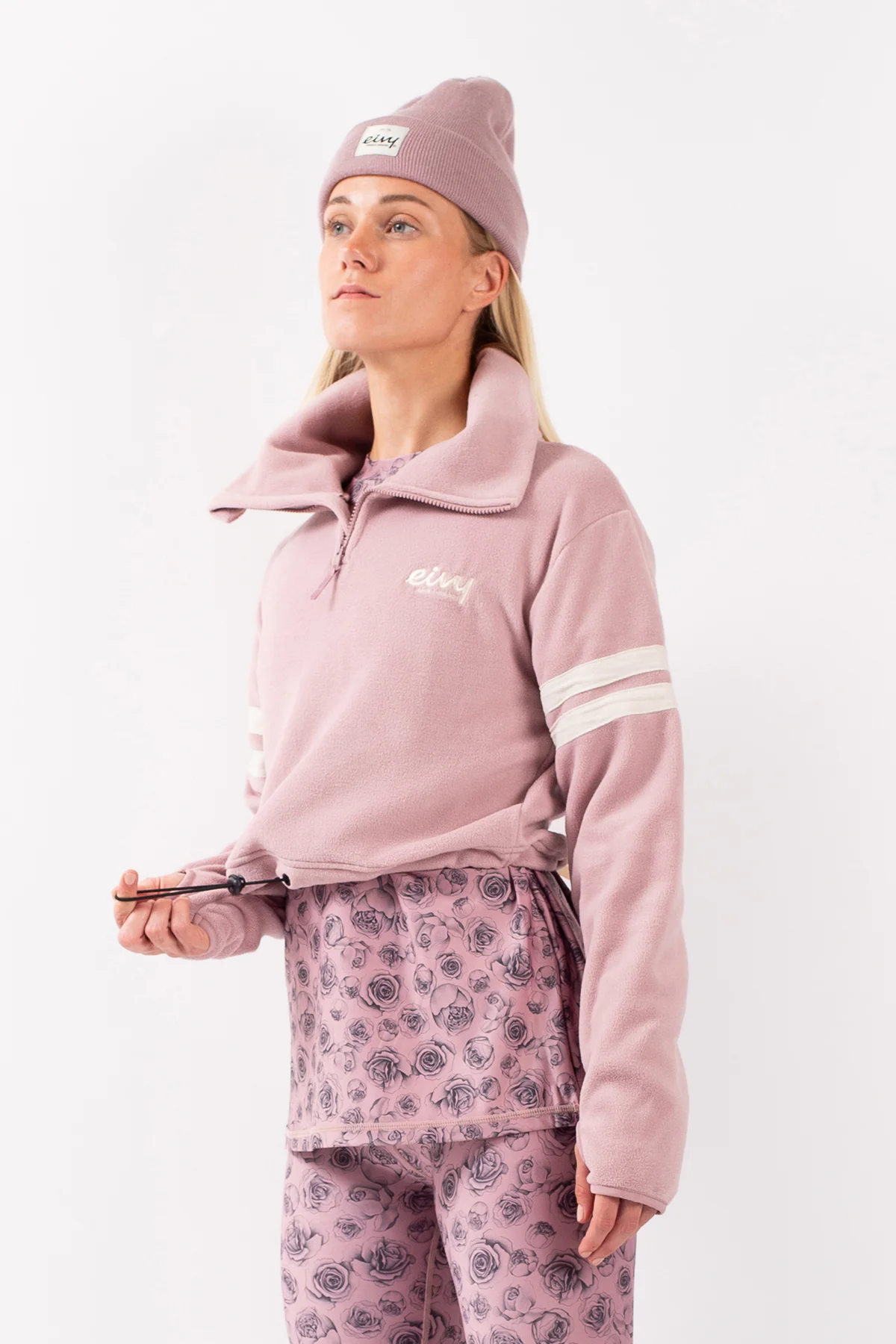 Peg Zip Cropped Fleece - Faded Woodrose | M