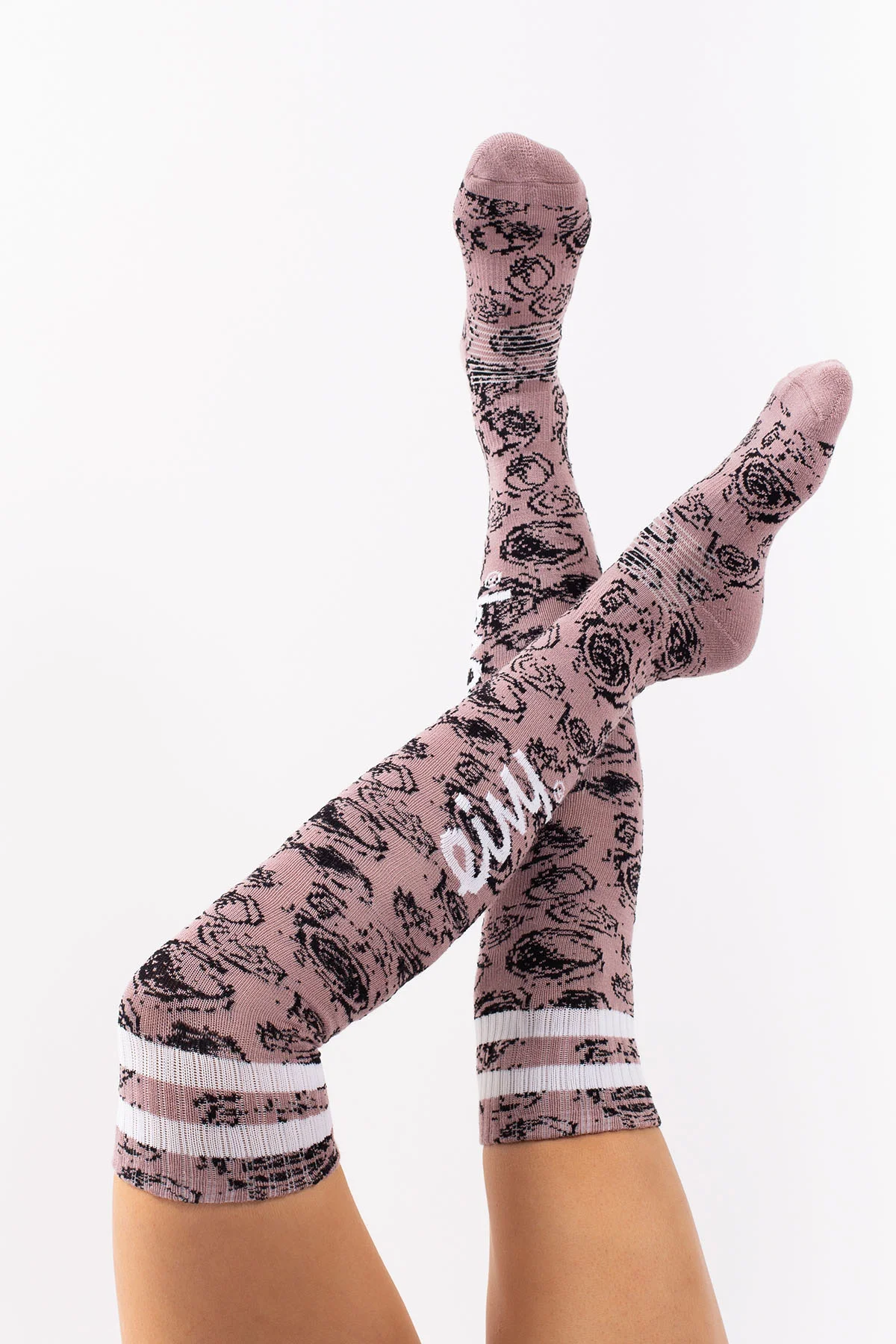Cheerleader Over Knee Wool Socks - Charcoal Woodrose | 36-38