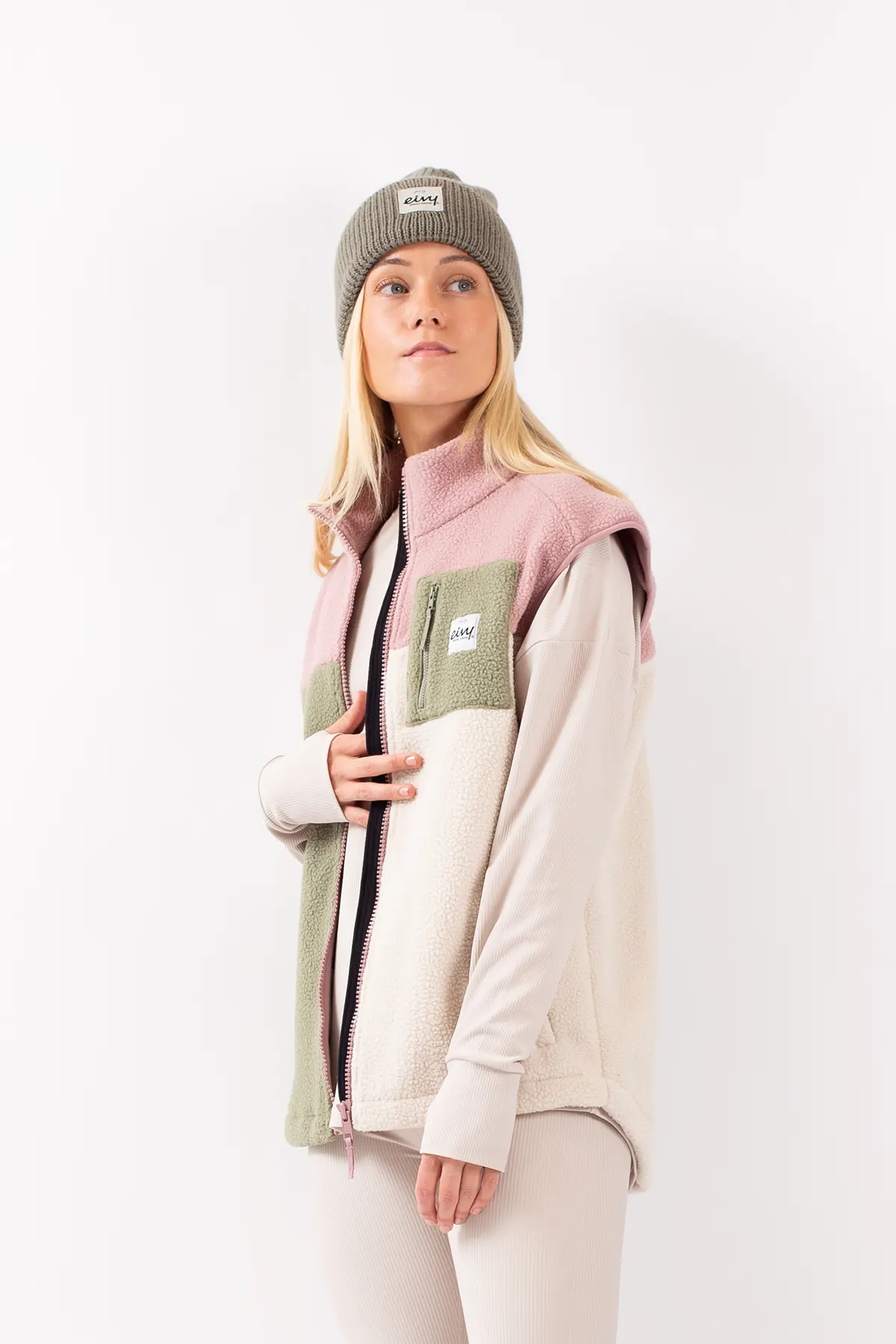 Lumberjackie Sherpa Vest - Faded Blocks